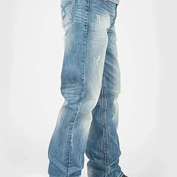 Tin Haul Regular Joe with Grey Diamond Stitch (Light Wash) - Men's Bootcut Jeans