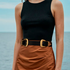 Double Buckle Western Waist Belt for Women