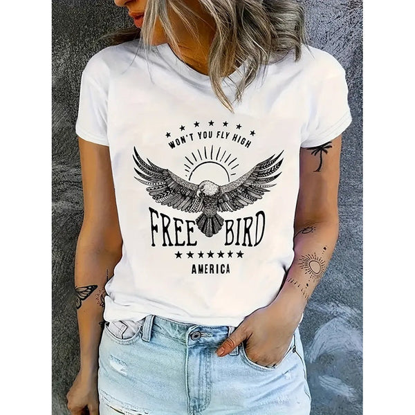 Woman Free Bird Shirt Eagle Graphic Tees