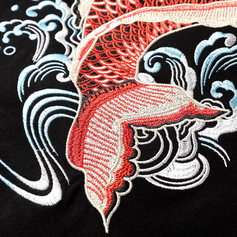 KH628 Red Koi Fish Embroidered Tee