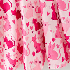 Valentine Toddler Girls Pink Cat Dress – Long Sleeve Heart Print Outfit