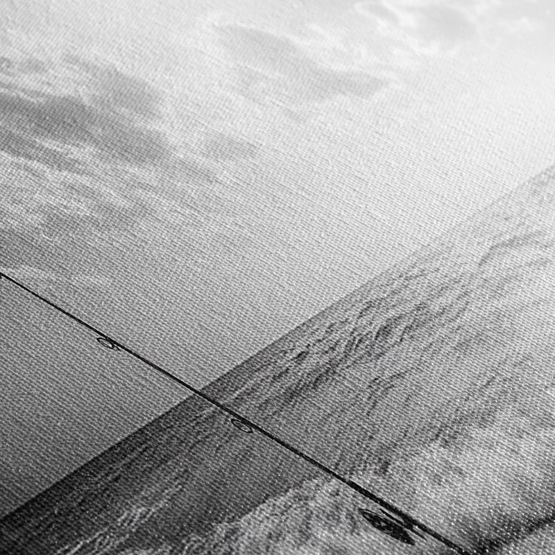 Beach Fishing, Ocean Waves, Rod and Reel, Framed Canvas Print, Coastal Living Wall Art, Minimalist Nautical Decor, Beach House Aesthetic