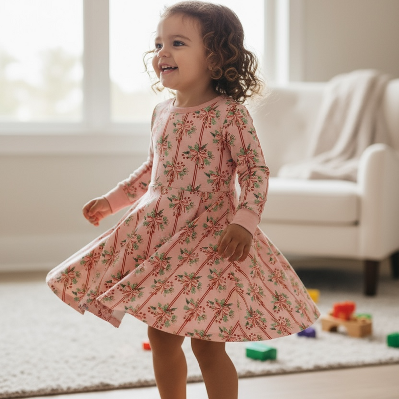 Ribbon & Holly (Twirl Dress)