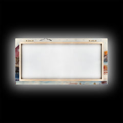 Fishing boats in harbor with autumn trees, framed canvas print, fall coastal art, rustic nautical decor, perfect gift idea, autumn wall art