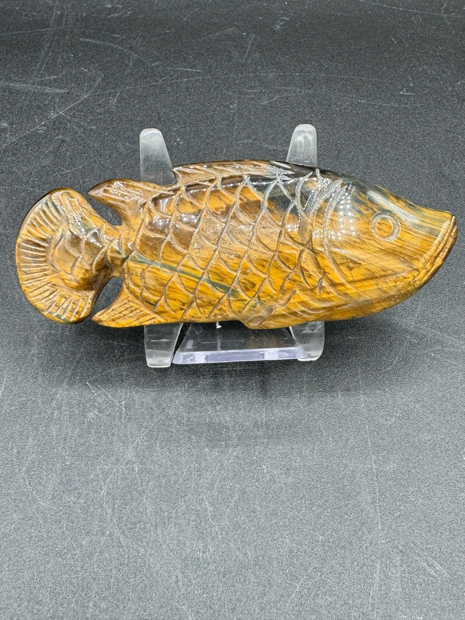 Tigers Eye Fish Carving - 70g