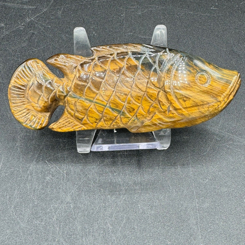 Tigers Eye Fish Carving - 70g