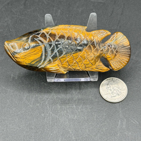 Tigers Eye Fish Carving - 70g