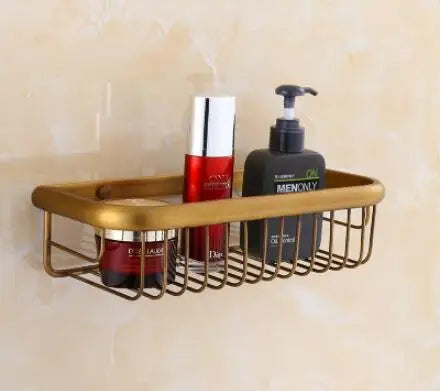 DecorBites™ Brass Bathroom Hardware Set: Shelf, Toilet Brush Holder, Paper & Towel Holder