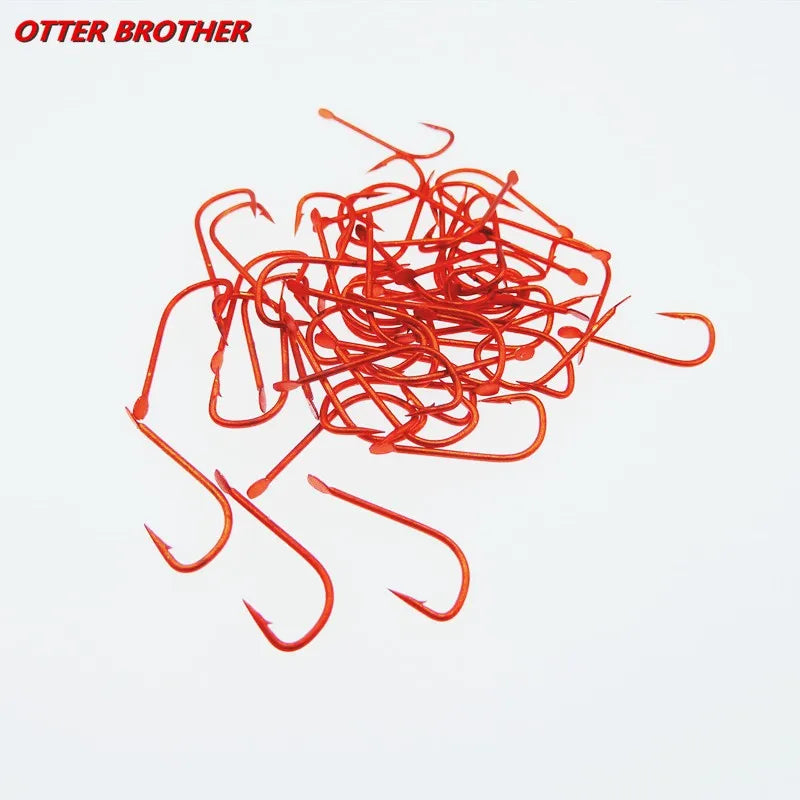 100pcs Fishing Hook Series 1#-8# Barbed Fishhook High Carbon Steel Red Gold Fishhooks Bent Baitholder Ringed Carp Hook Tackle