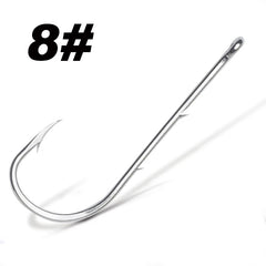 50pcs/lot Long Shank Fishing Hook For Fishing Live Bait With Double Bait Keeper Barbs High Carbon Steel With Anti-rust Fishhooks