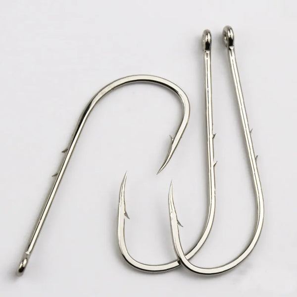 50pcs Fishhook Long Shank Fishing Hook 1#-12# High Carbon Steel Sharp Barbed Offset Narrow Bait Fishing Hooks Tackle Box