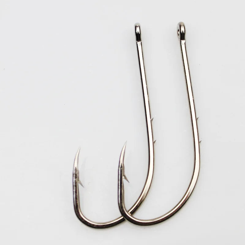 50pcs Fishhook Long Shank Fishing Hook 1#-12# High Carbon Steel Sharp Barbed Offset Narrow Bait Fishing Hooks Tackle Box