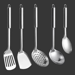 Konco Kitchenware Cooking Utensils Set Stainless Steel Cookware Colander Spoon Spatula Shovel Turner Cooking Tools