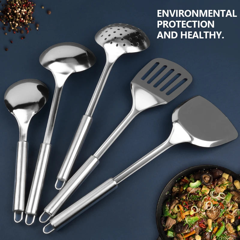 Konco Kitchenware Cooking Utensils Set Stainless Steel Cookware Colander Spoon Spatula Shovel Turner Cooking Tools