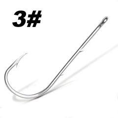 50pcs/lot Long Shank Fishing Hook For Fishing Live Bait With Double Bait Keeper Barbs High Carbon Steel With Anti-rust Fishhooks