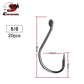 ESFISHING Fishing Hook High Carbon Steel Hooks 20PCS 1/0 2/0 3/0 4/0 High Strength Single Eye Hooks For Soft Lure