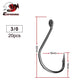 ESFISHING Fishing Hook High Carbon Steel Hooks 20PCS 1/0 2/0 3/0 4/0 High Strength Single Eye Hooks For Soft Lure