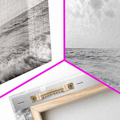 Beach Fishing, Ocean Waves, Rod and Reel, Framed Canvas Print, Coastal Living Wall Art, Minimalist Nautical Decor, Beach House Aesthetic