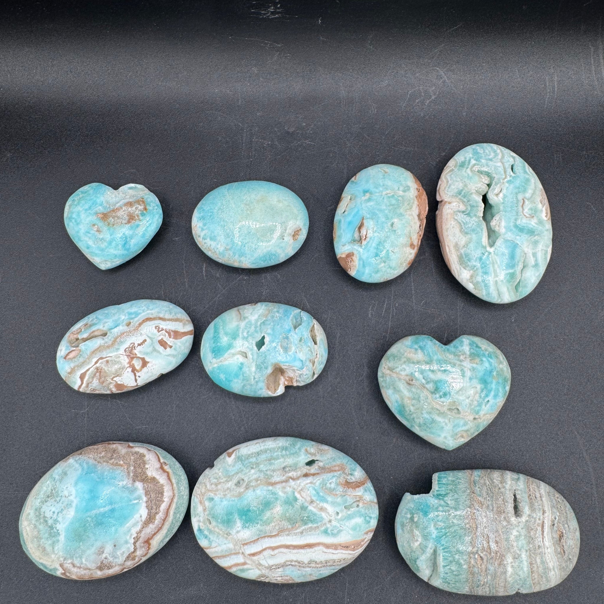 Blue Aragonite Palm Stones - Sold By Piece