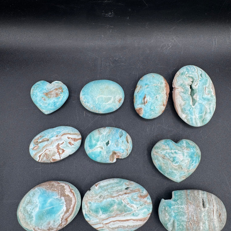 Blue Aragonite Palm Stones - Sold By Piece