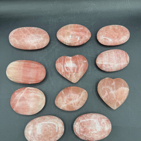 Rose Calcite Palm Stones - Sold By Piece