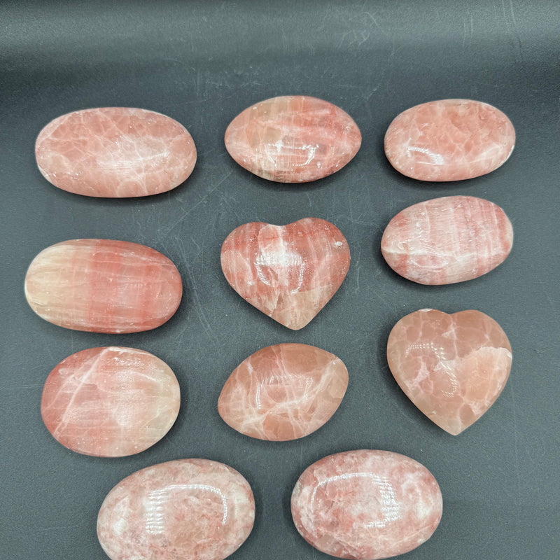Rose Calcite Palm Stones - Sold By Piece