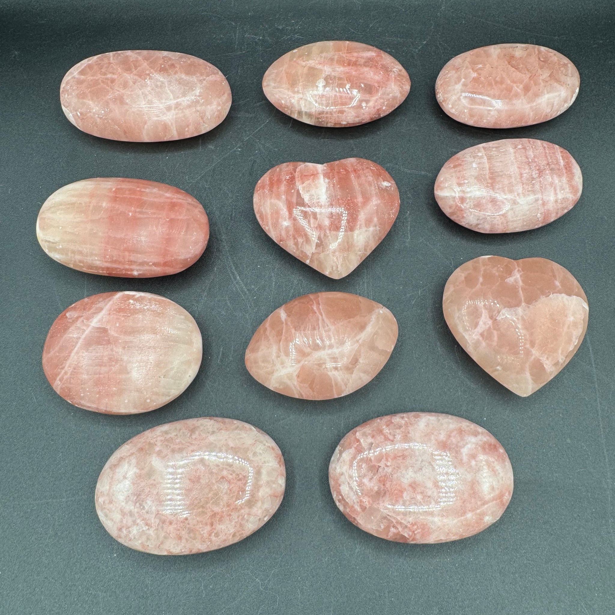 Rose Calcite Palm Stones - Sold By Piece