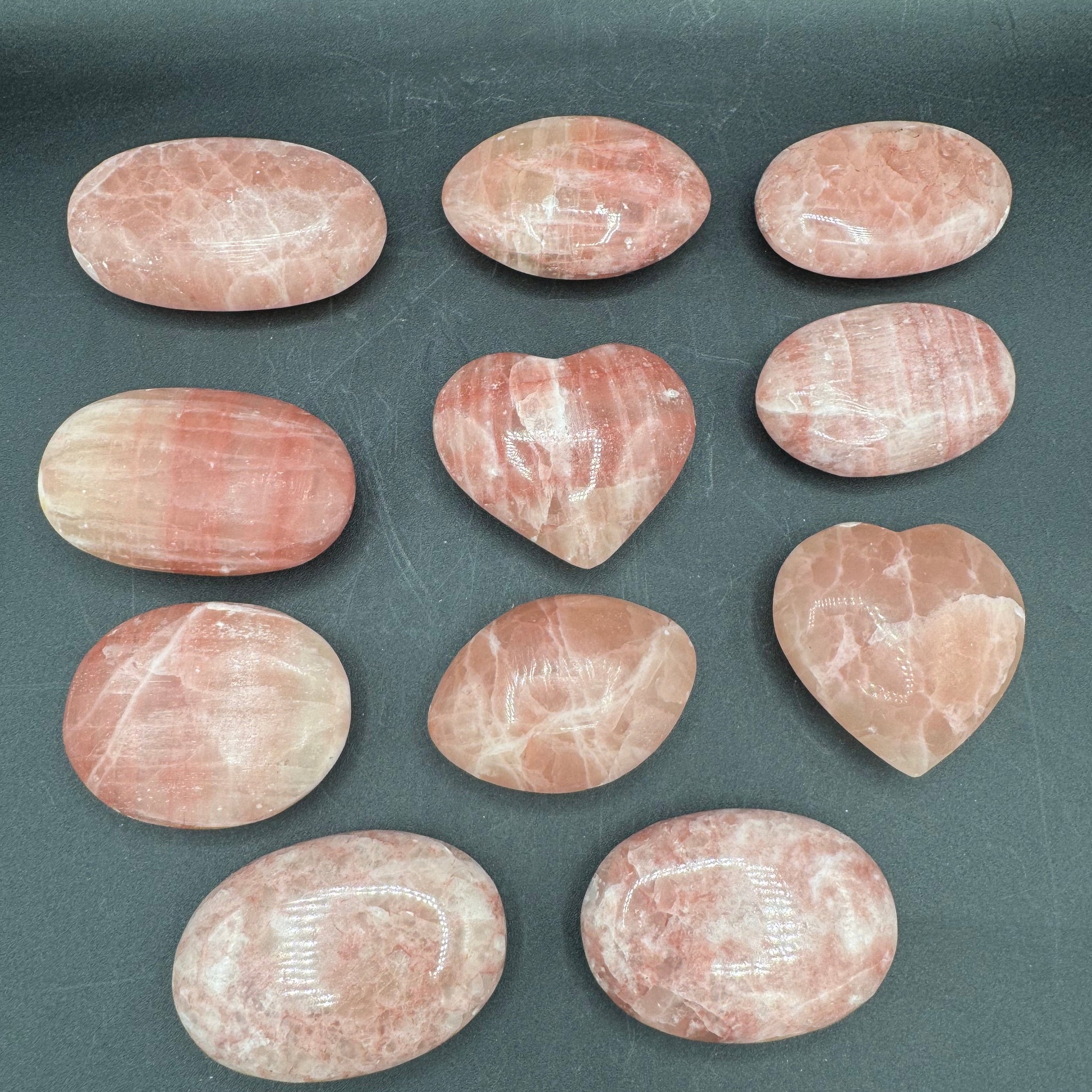 Rose Calcite Palm Stones - Sold By Piece