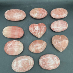 Rose Calcite Palm Stones - Sold By Piece