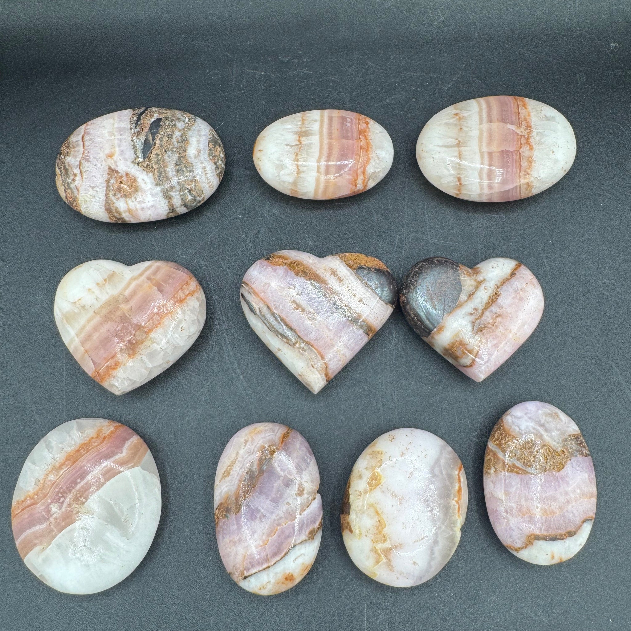 Pink Aragonite Palm Stones - Sold by Piece