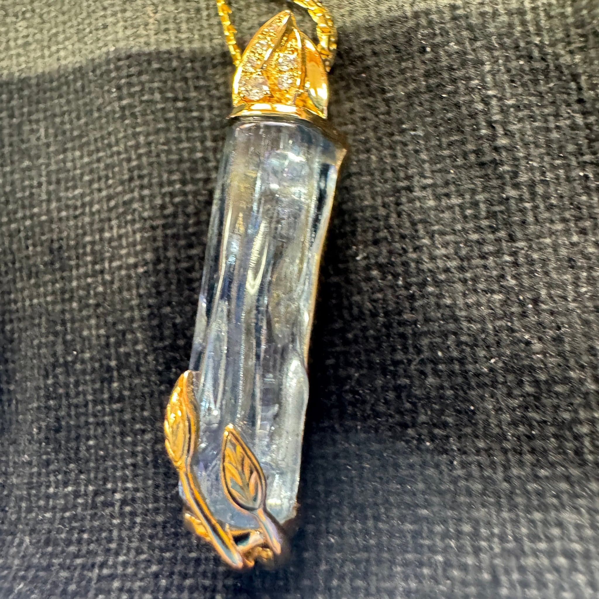 Aquamarine and Diamond Pendant in 14k