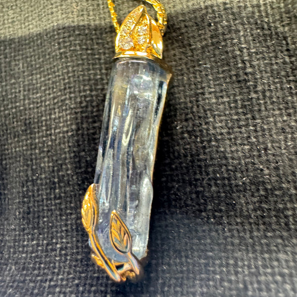 Aquamarine and Diamond Pendant in 14k
