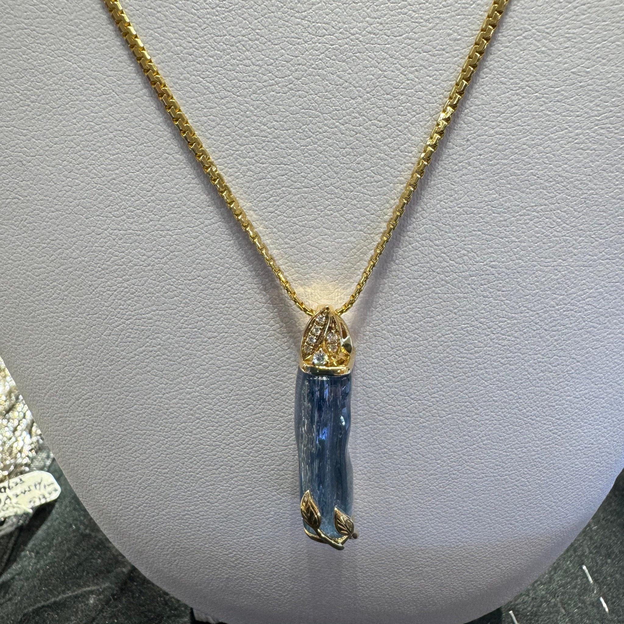 Aquamarine and Diamond Pendant in 14k