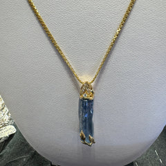 Aquamarine and Diamond Pendant in 14k