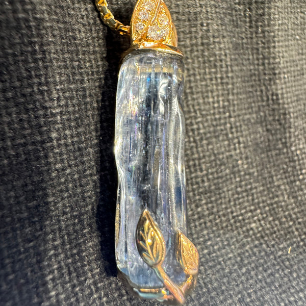 Aquamarine and Diamond Pendant in 14k