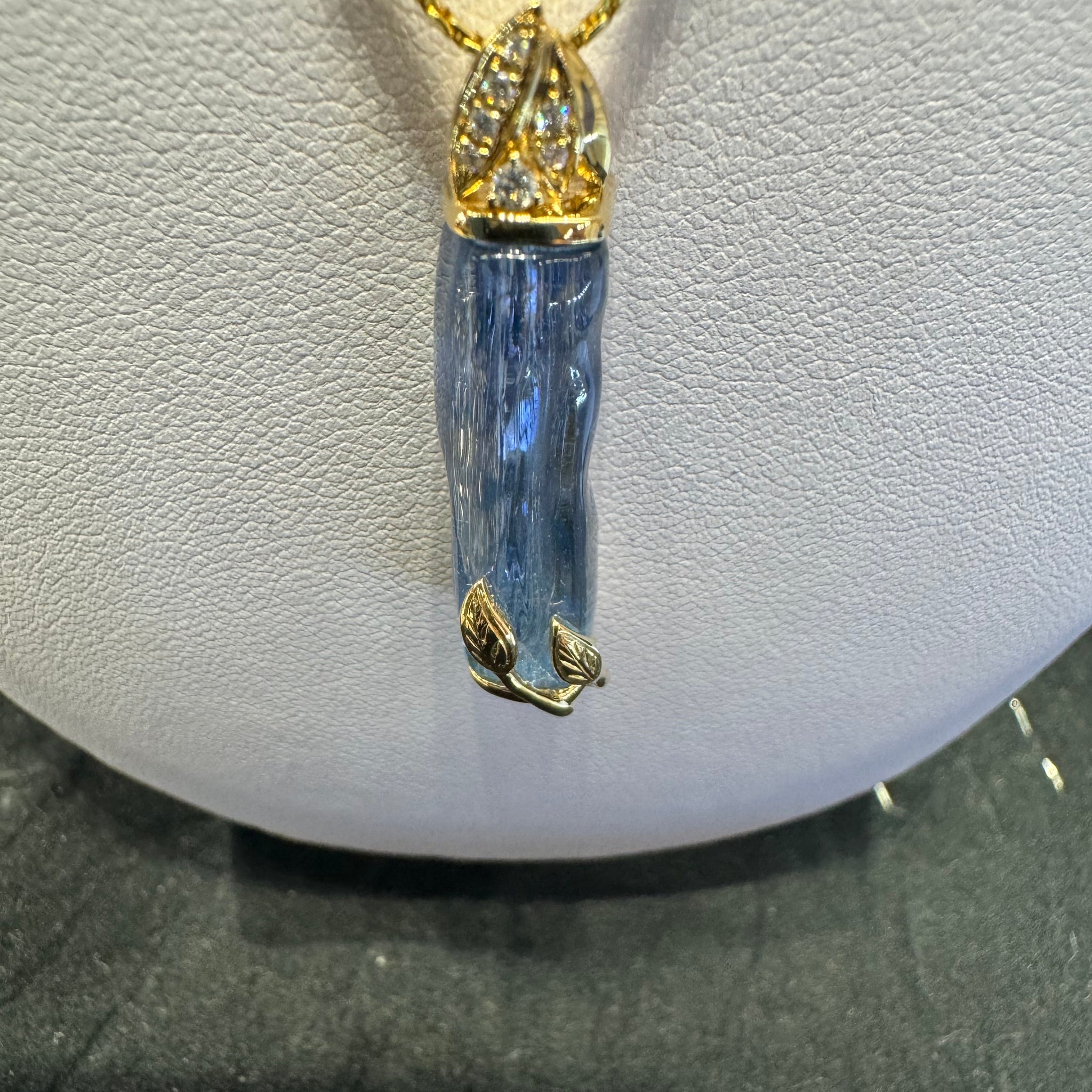Aquamarine and Diamond Pendant in 14k