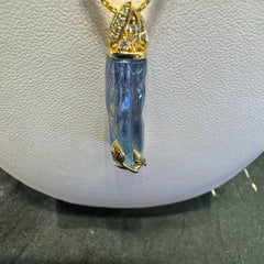 Aquamarine and Diamond Pendant in 14k
