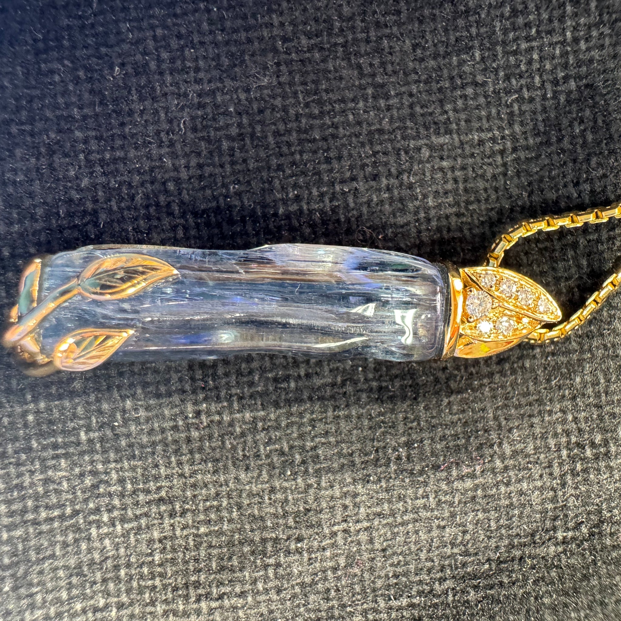 Aquamarine and Diamond Pendant in 14k