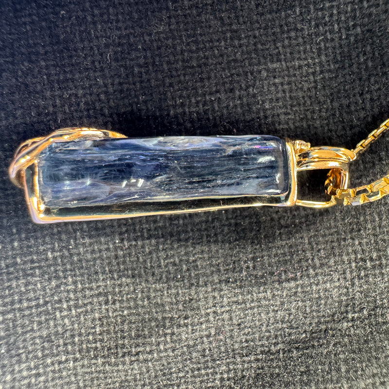 Aquamarine and Diamond Pendant in 14k