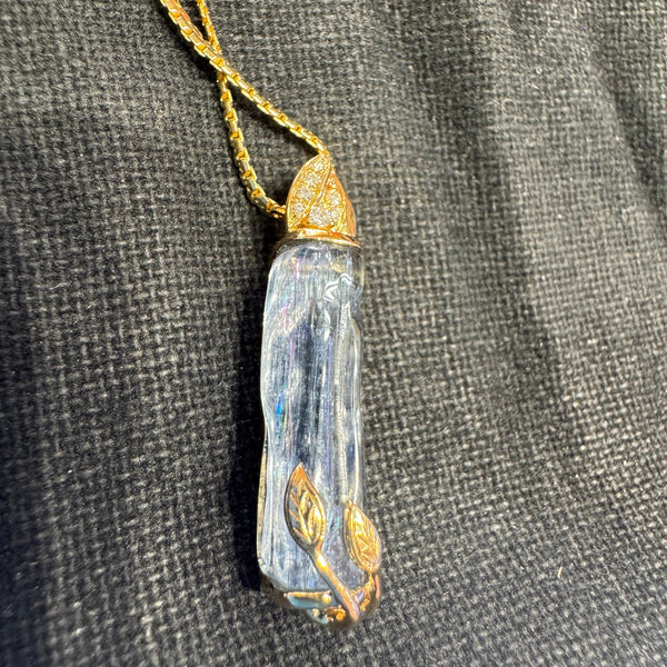 Aquamarine and Diamond Pendant in 14k