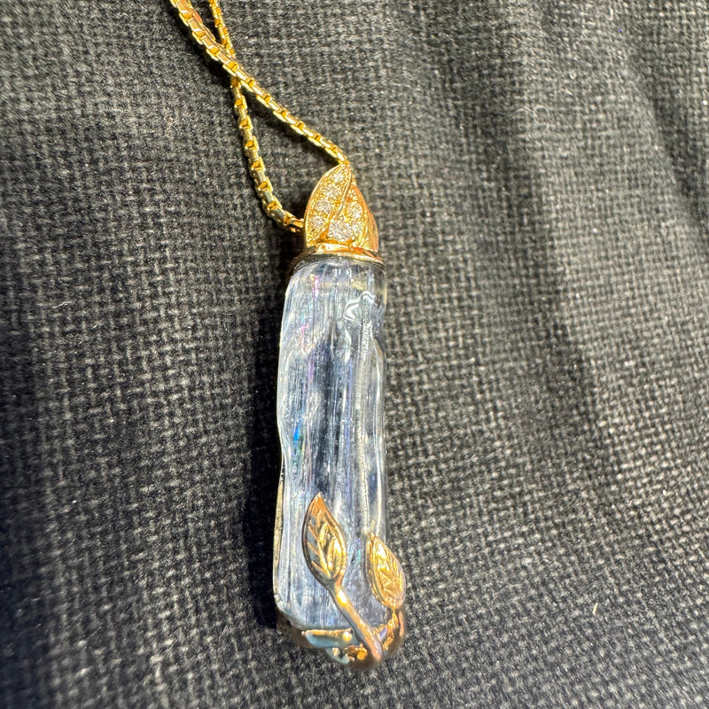 Aquamarine and Diamond Pendant in 14k