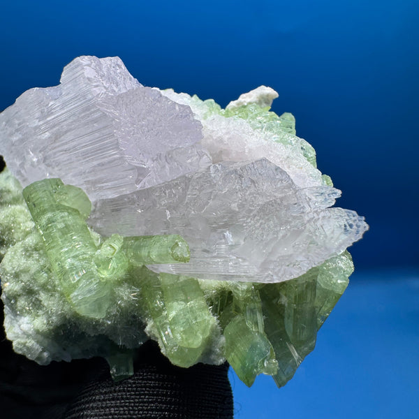 Kunzite and Green Tourmaline Specimen - 64g