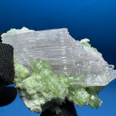 Kunzite and Green Tourmaline Specimen - 64g