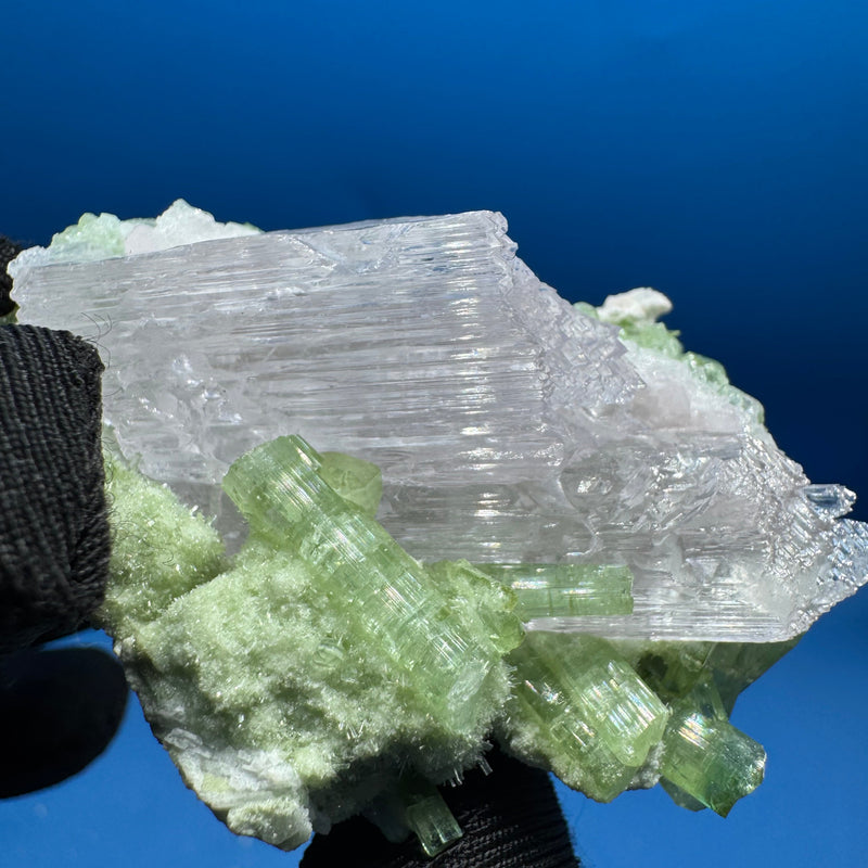 Kunzite and Green Tourmaline Specimen - 64g