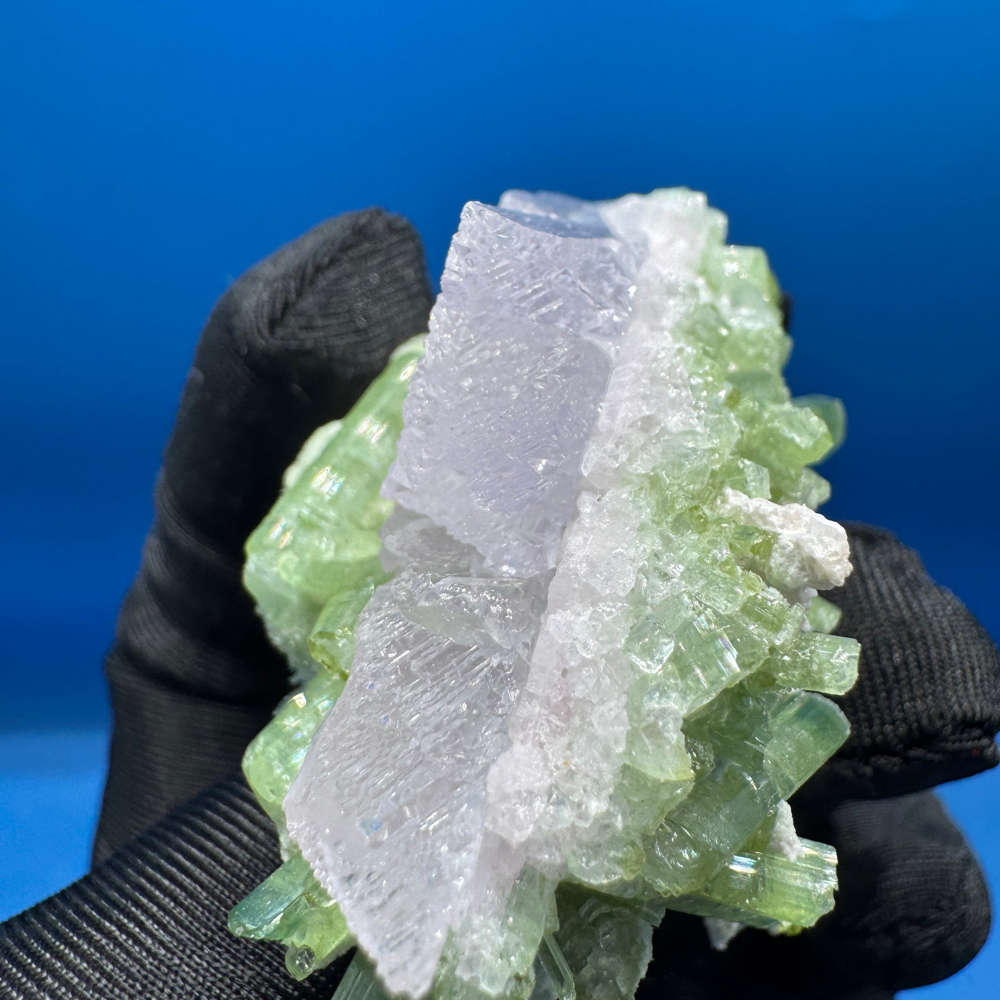 Kunzite and Green Tourmaline Specimen - 64g