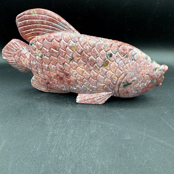 Pink Agate Fish Carving - 826g