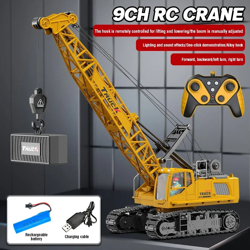 Big Rc Truck Alloy Crane 2.4G Remote Control Truck 9Ch 11Ch 13Ch 15Ch Spray Toy Radio Controlled Engineering Vehicle Excavator
