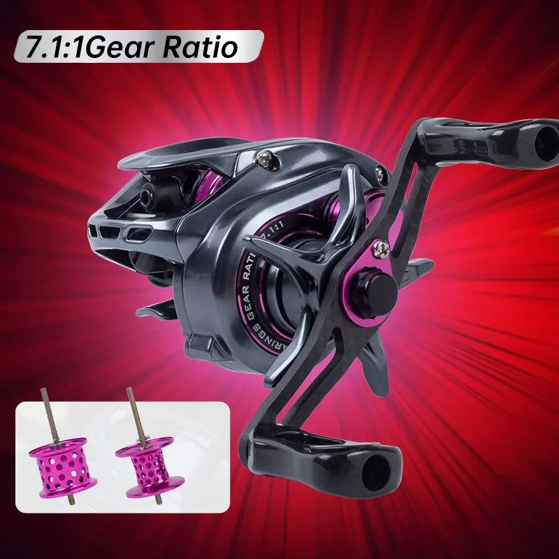Kingdom Baitcasting Fishing Reel 135g Ultra Light Spool Bait 7.1:1 8.1:1 4kg Micro Monster Shallow Spool Light Game Coil