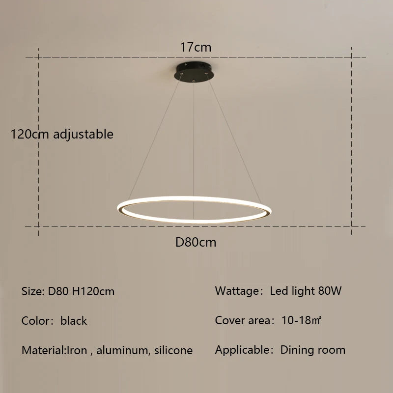 Nordic Simple Round Ring Led Chandeliers Lighting Living Dining Room Lustre Circle Pendant Lights Bedroom Hanging Lamps Fixtures