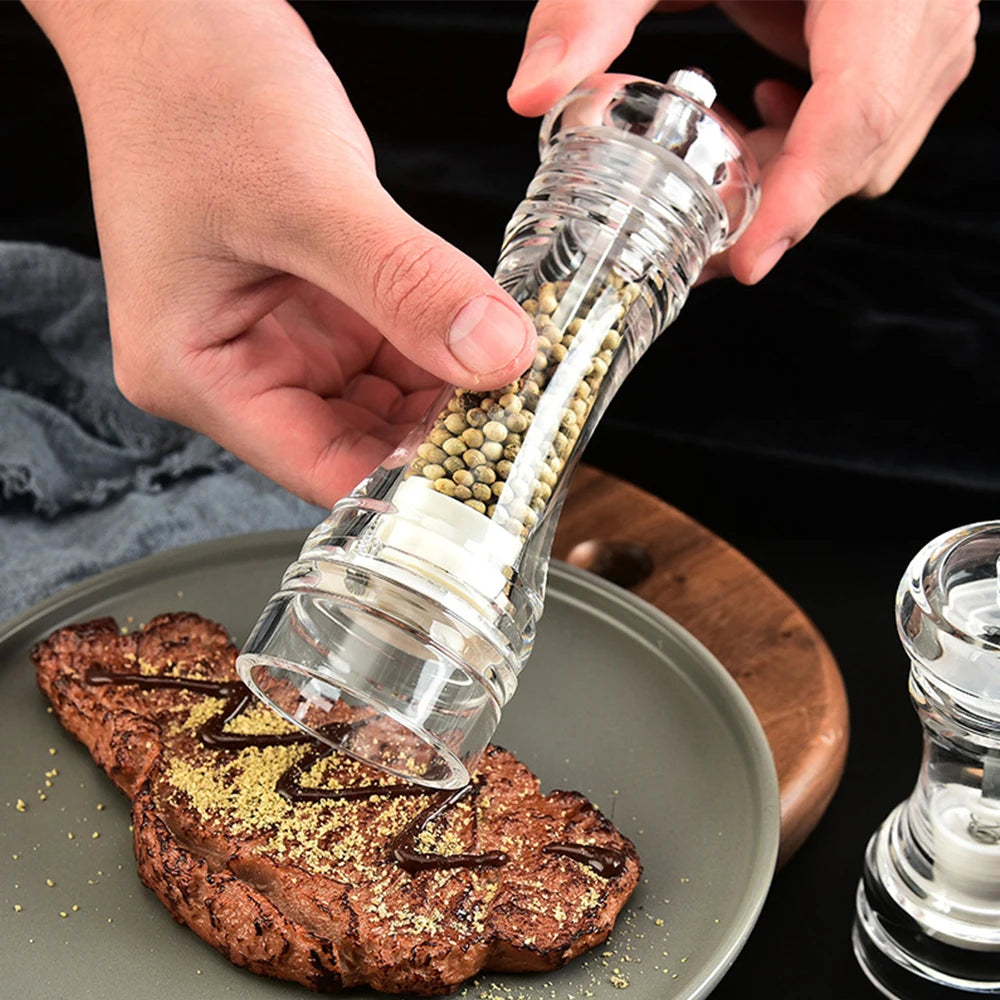 4/5/6 inches Grinder Transparent Pepper Grinder Manual Pepper Grinder Ceramic Core Multi purpose Seasoning Bottle Kitchen Tools